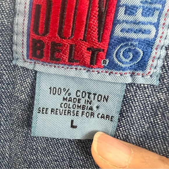 Vintage Sun Belt Denim Snap Button Up Maxi Dress Sleeveless Sz L Cotton A Line - Picture 6 of 9